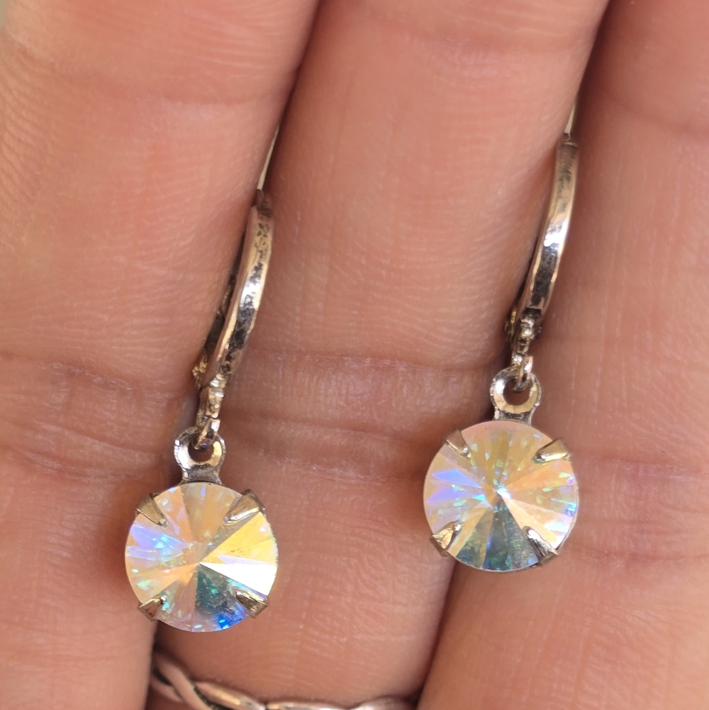 Vintage Swavorski AB Aurora Borealis rivoli-cut 925 sterling silver - Picture 17 of 17